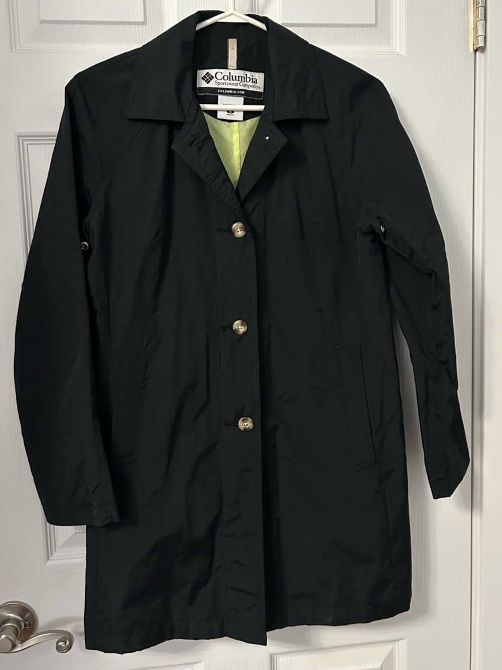 Columbia Black Trench Coat with Lime Lining